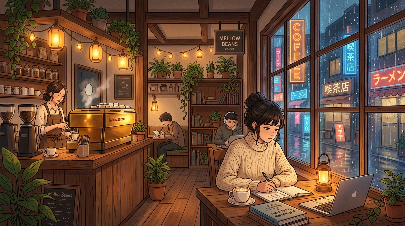 Cozy Anime Coffee Shop